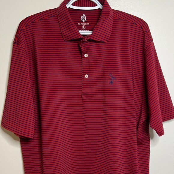 Turtleson Striped Men's Golf Shirt Size L - Picture 1 of 7